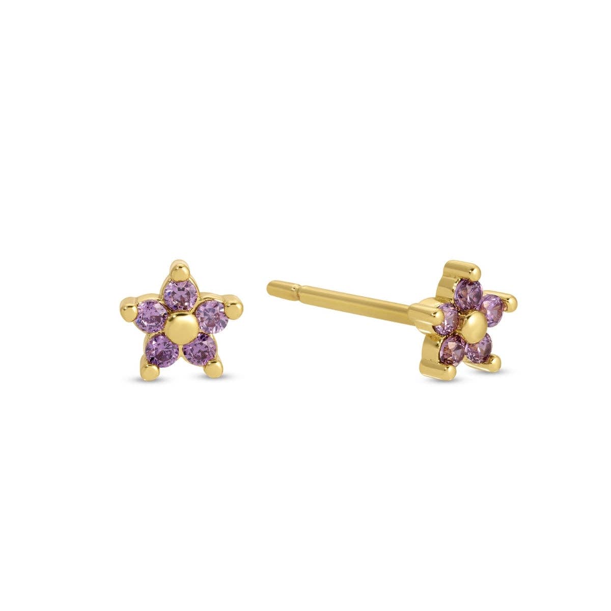 Delicate Flower Studs on Velvet Tag: Clear