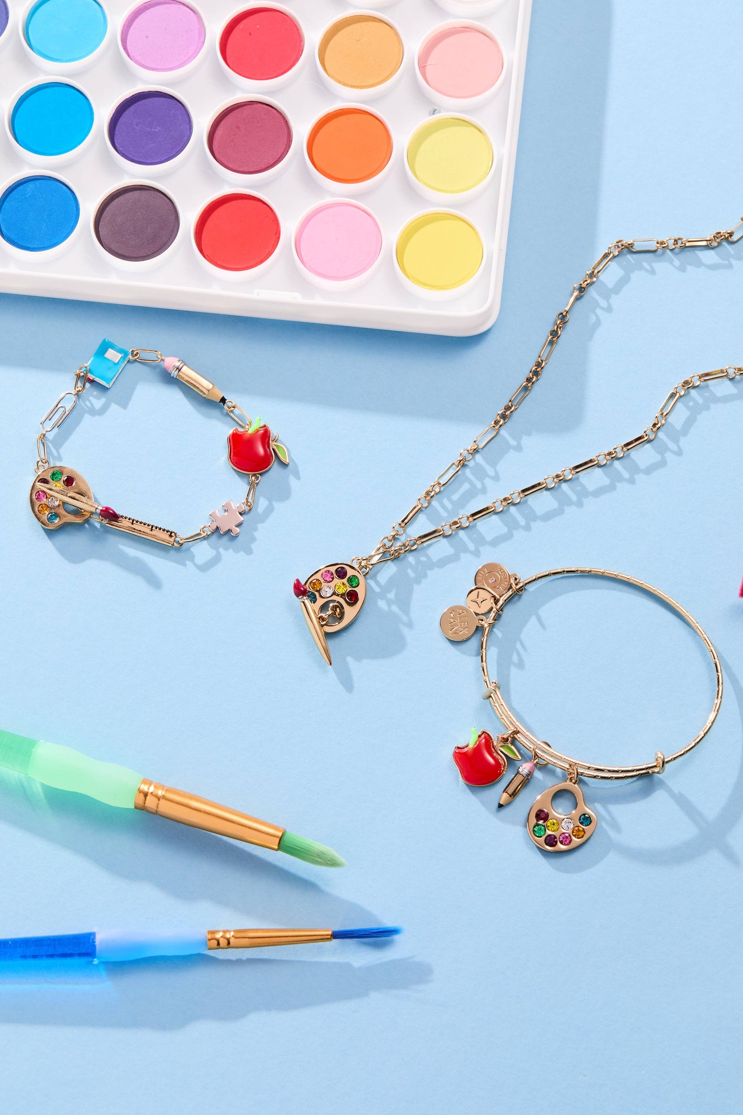 'Teacher’s Pet' Multi Charm Toggle Bracelet: Tri-Tone