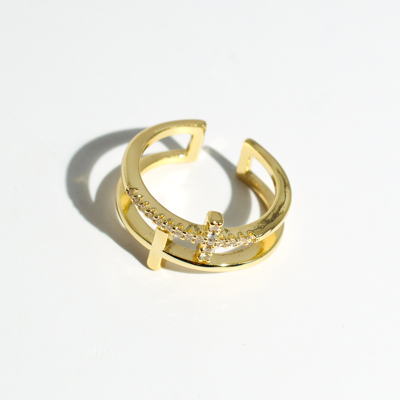 Double Cross Ring Gold