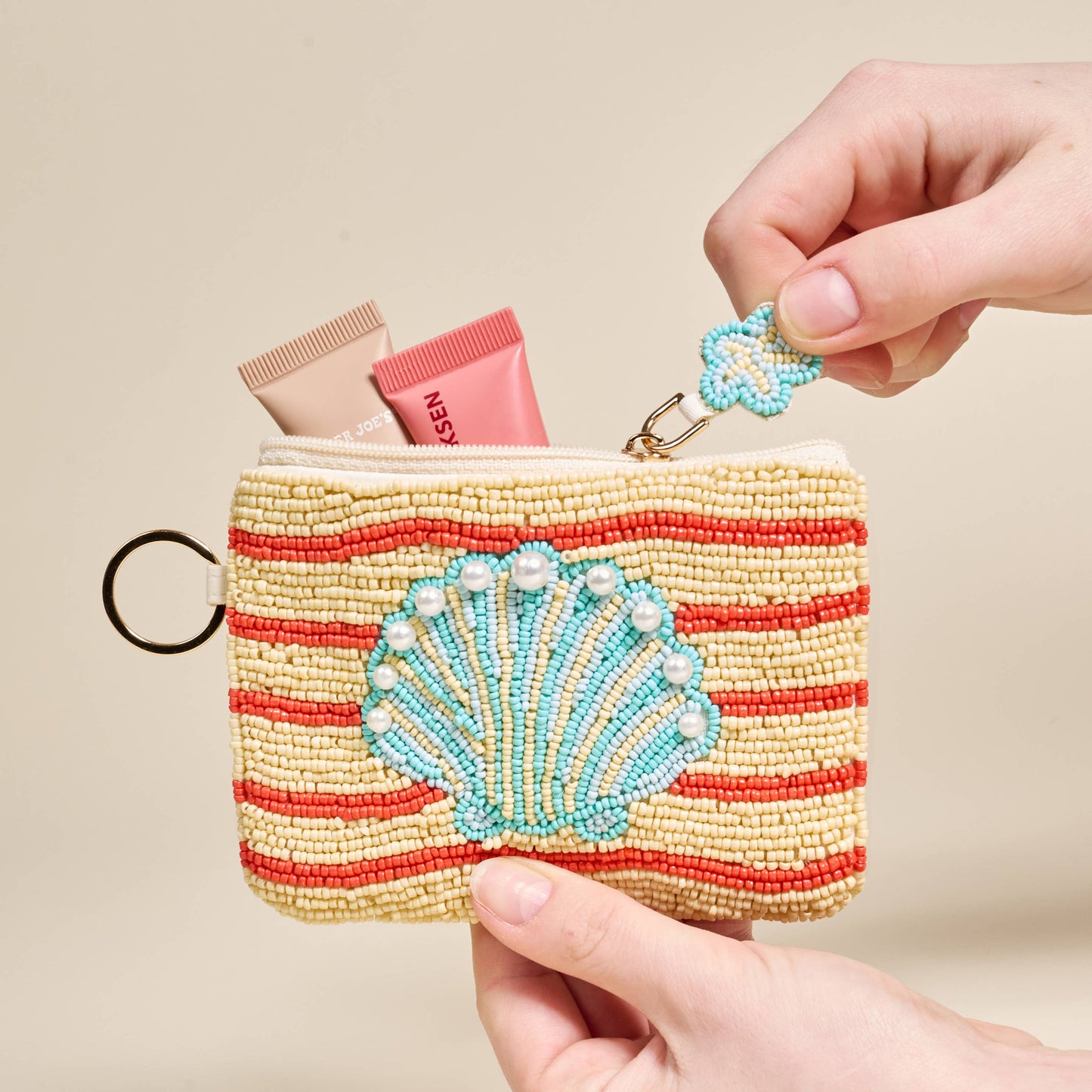 Handcrafted Beaded Pouch–Seashell