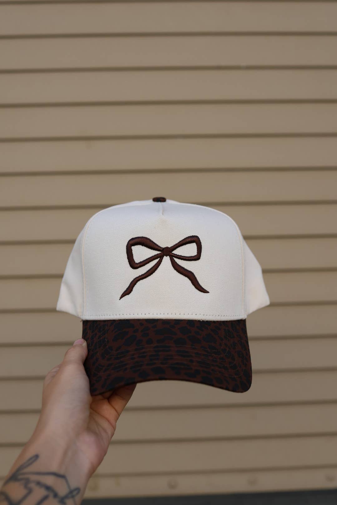 Leopard 3D puff Bow hat
