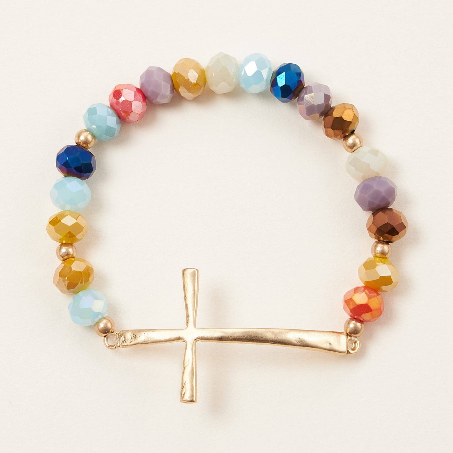 Glass Beaded | Bracelet with Cross Charm