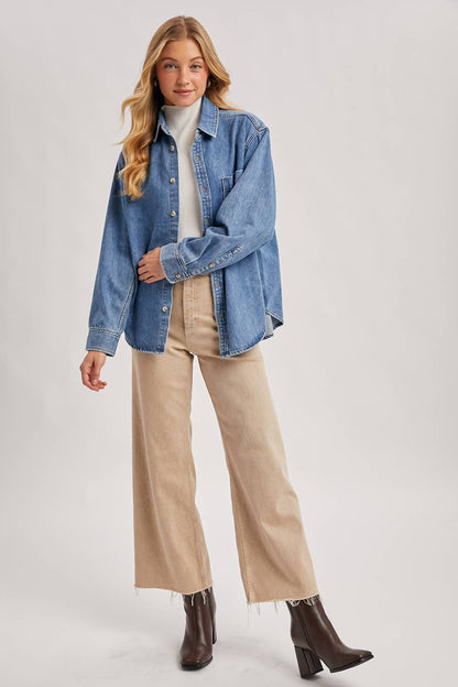 DENIM BUTTON DOWN OVERSIZED SHIRTS