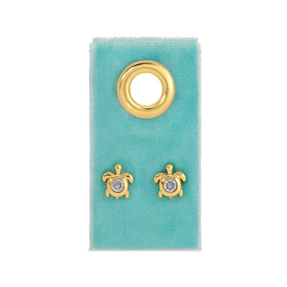 Turtle Studs on Velvet Tag: Gold