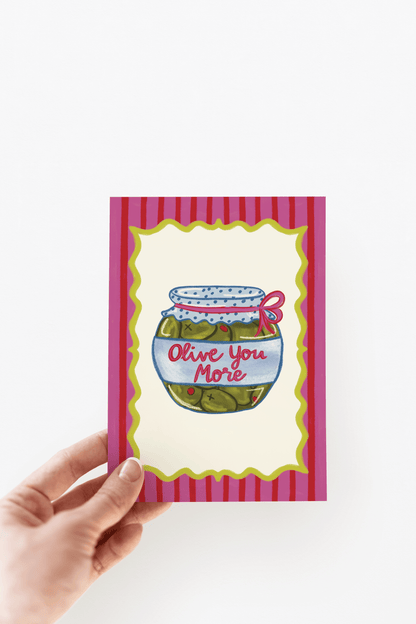 Olive You More Valentine's Day Love Romance Greeting Card