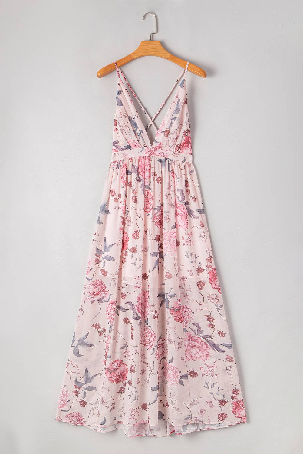 Rachelle | Floral Pleated Empire Waist Backless Dress