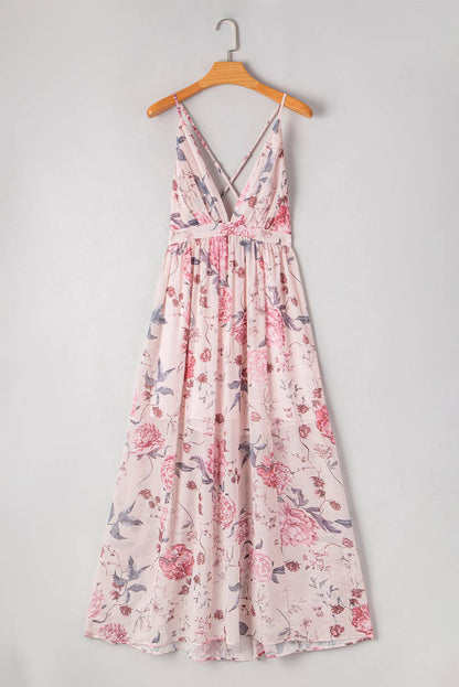 Rachelle | Floral Pleated Empire Waist Backless Dress