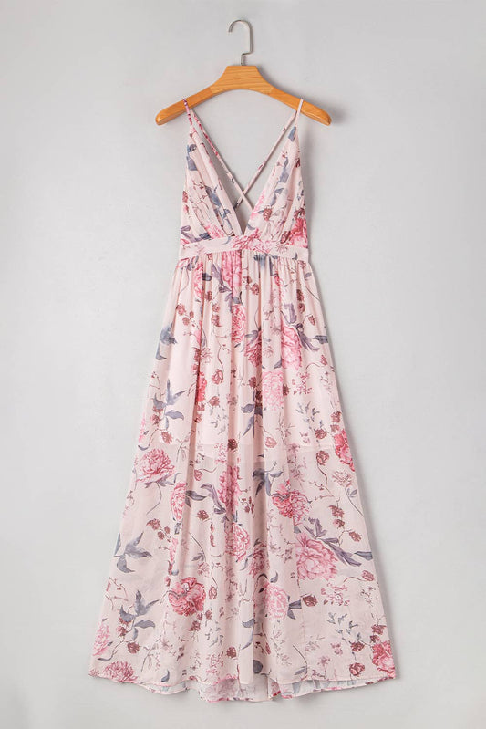 Rachelle | Floral Pleated Empire Waist Backless Dress