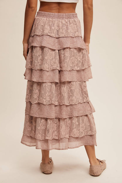 Lace Tiered Maxi Skirt
