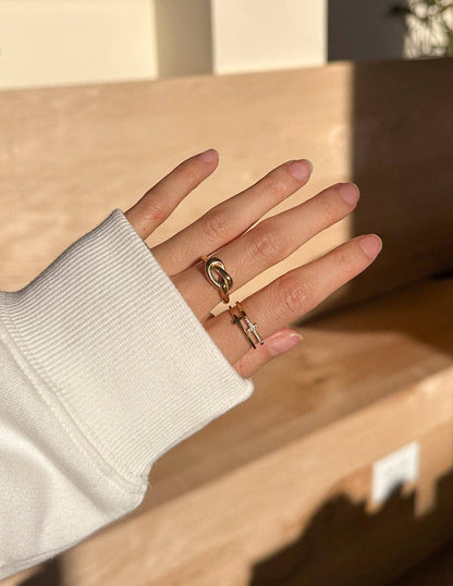 Stacked Cross Gem Ring