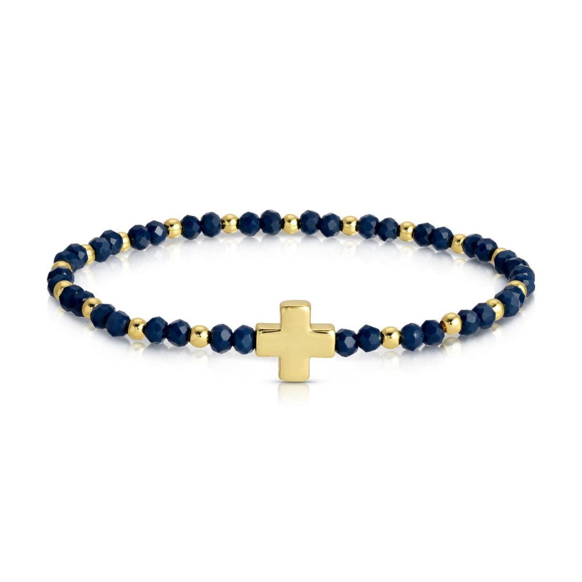 Assorted Crystal Stretch Bracelets w/ Single Balanced Cross