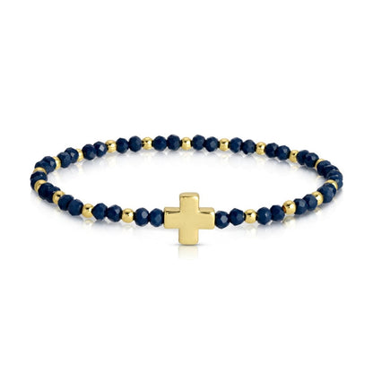 Assorted Crystal Stretch Bracelets w/ Single Balanced Cross