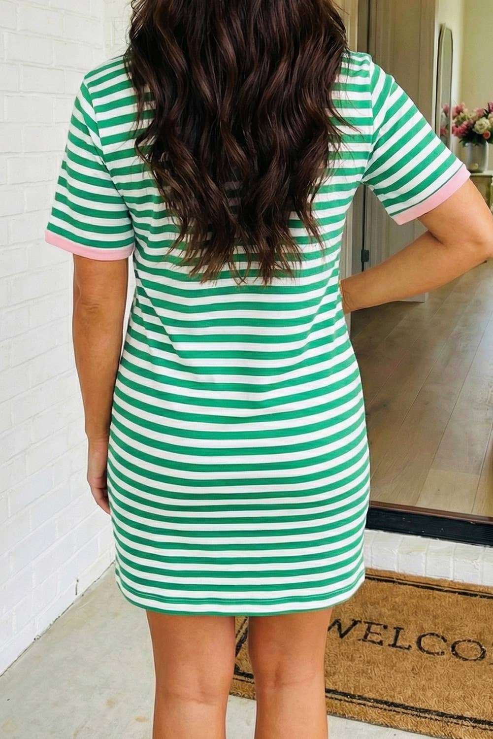 Striped Tie Pocket Mini Dress