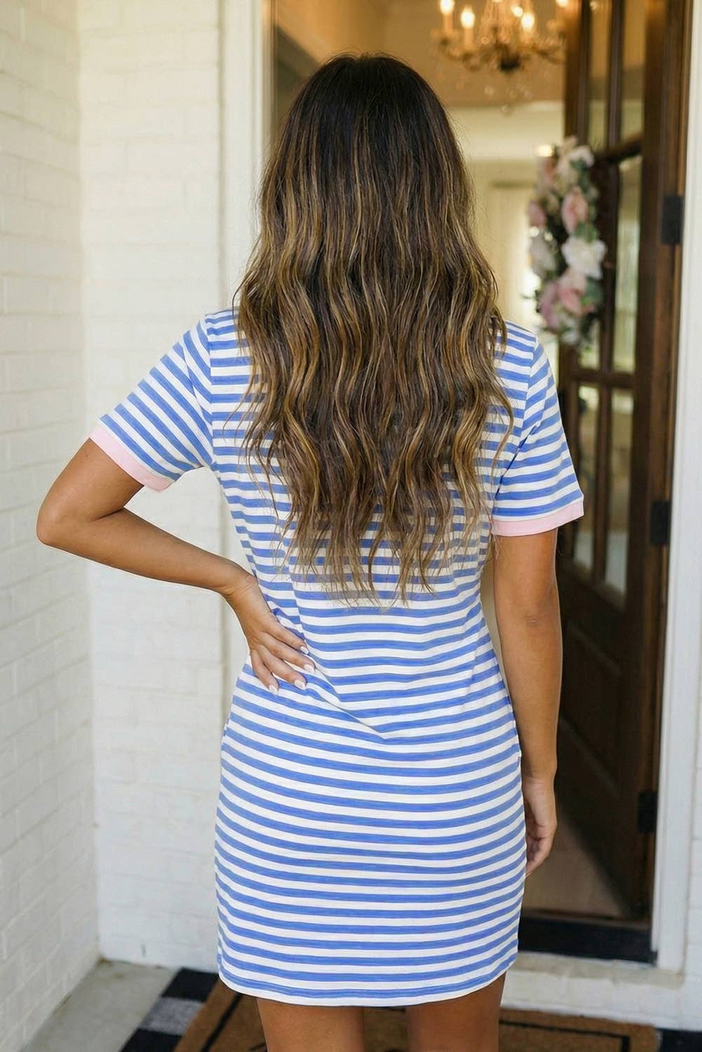 Striped Tie Pocket Mini Dress