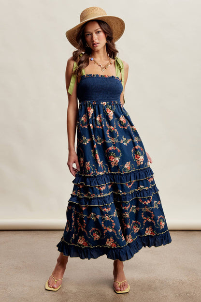 Floral Smocked Tiered Maxi Dress