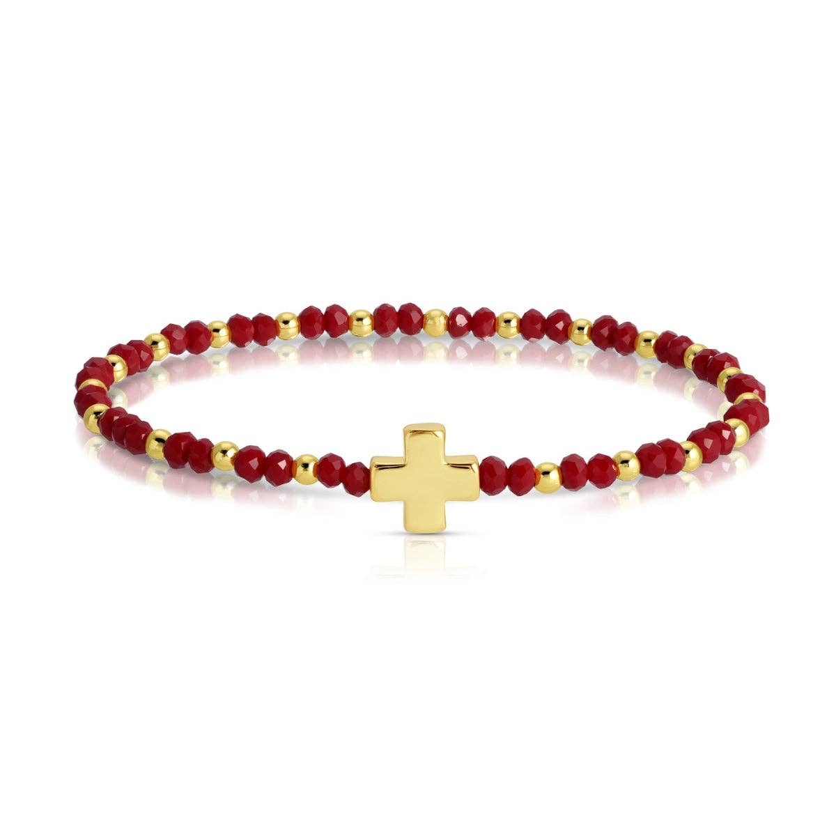Assorted Crystal Stretch Bracelets w/ Single Balanced Cross