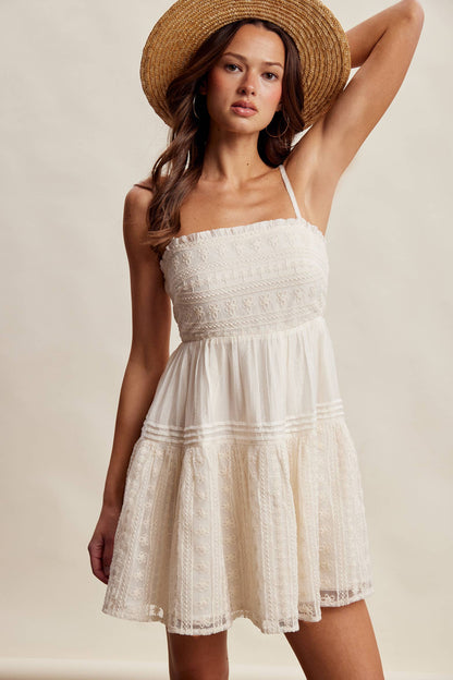 Lace Tiered Mini Dress