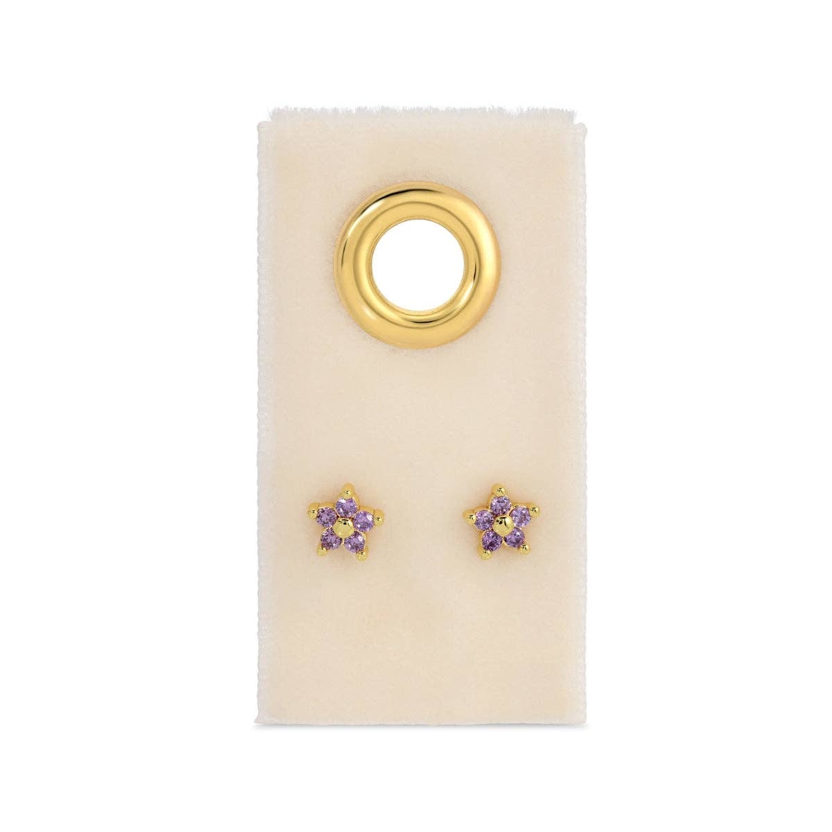 Delicate Flower Studs on Velvet Tag: Pink