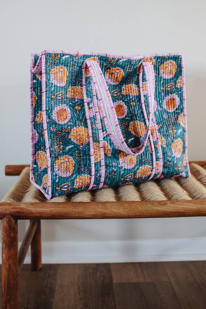 Flower Garden Quilted Market Bag