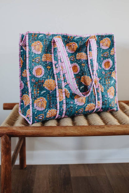 Flower Garden Quilted Market Bag