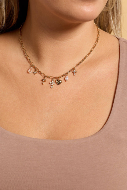 Coquette Christian Charm Necklace: Gold