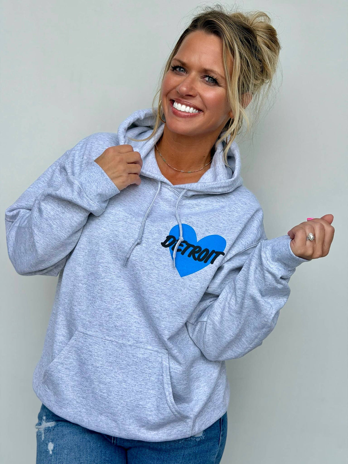 Detroit Heart Puff Print Hoodie