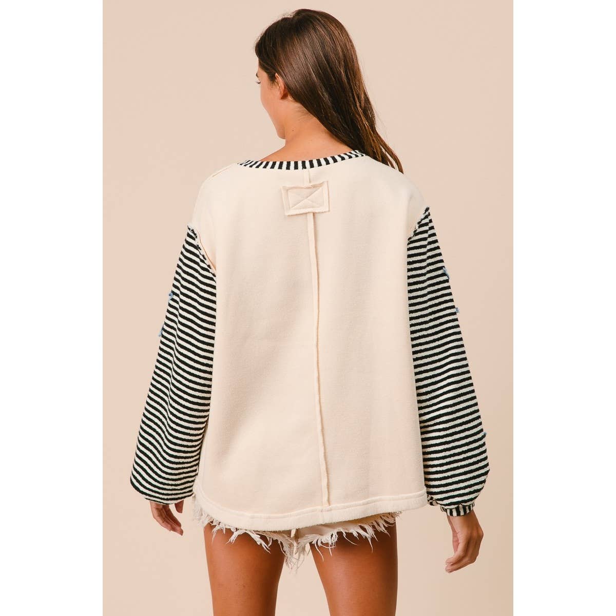 STRIPE MIXED PATCHED TOP
