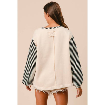 STRIPE MIXED PATCHED TOP
