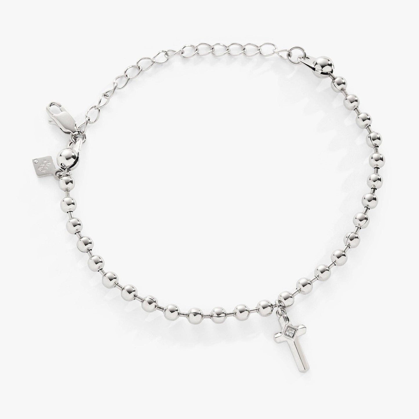 Cross Ball Chain Bracelet: Stainless Steel Gold