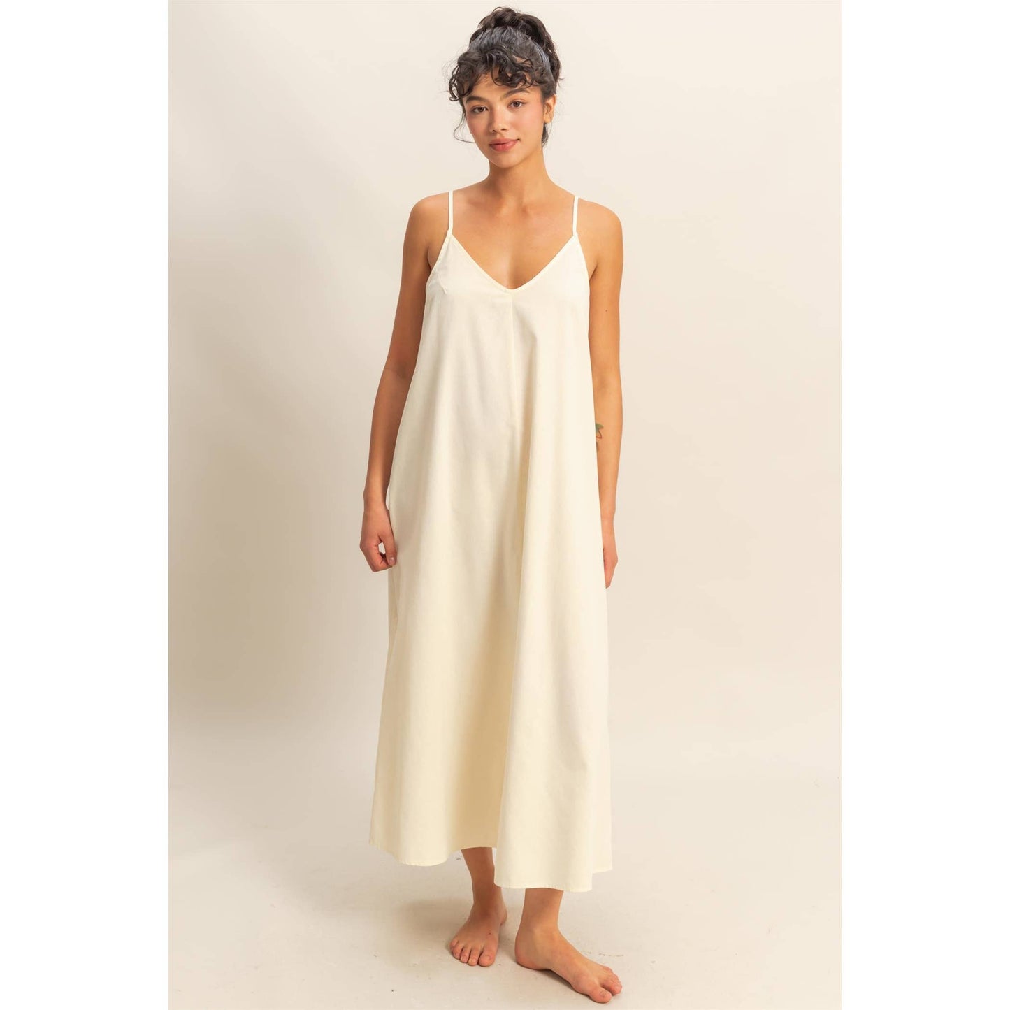 Dyed V-Neck Loose Maxi Dress