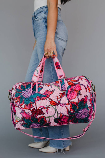 Lt. Pink & Multicolored Floral Duffel