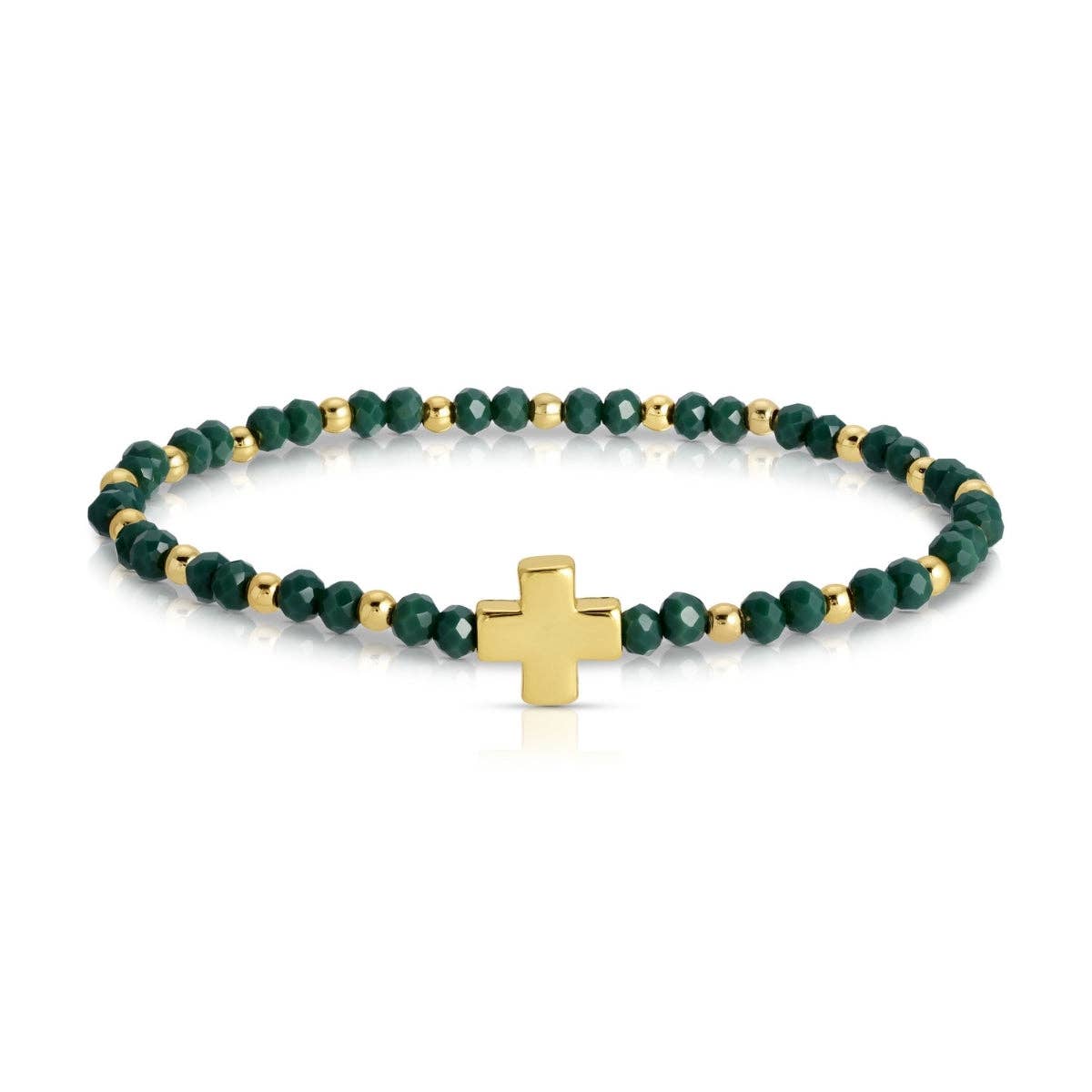 Assorted Crystal Stretch Bracelets w/ Single Balanced Cross