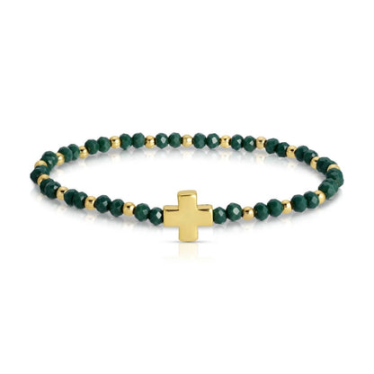Assorted Crystal Stretch Bracelets w/ Single Balanced Cross
