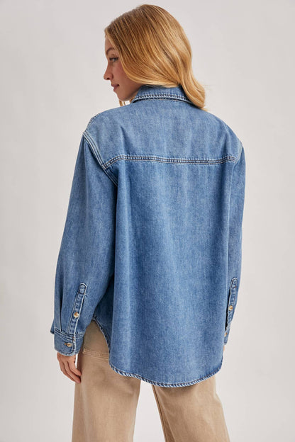 DENIM BUTTON DOWN OVERSIZED SHIRTS
