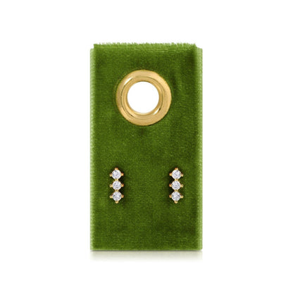 Triple CZ Bar Studs on Velvet Gift Tag