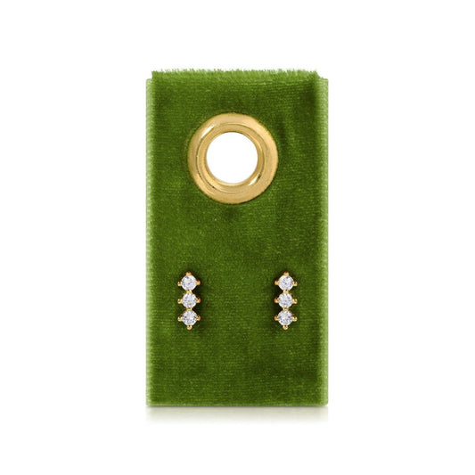 Triple CZ Bar Studs on Velvet Gift Tag