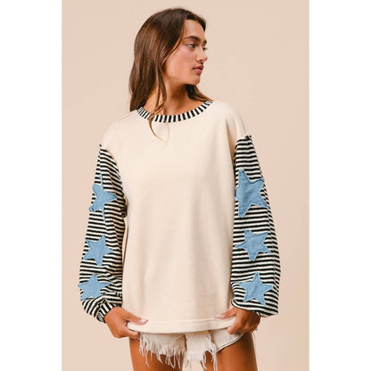 STRIPE MIXED PATCHED TOP