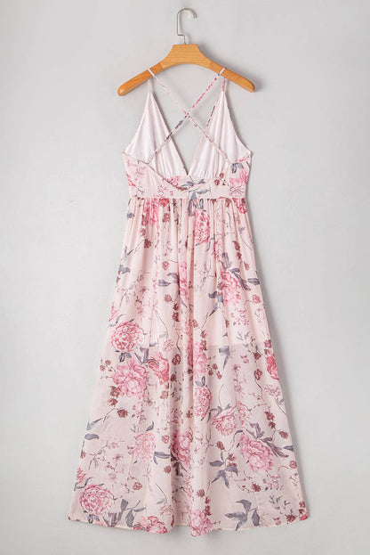 Rachelle | Floral Pleated Empire Waist Backless Dress