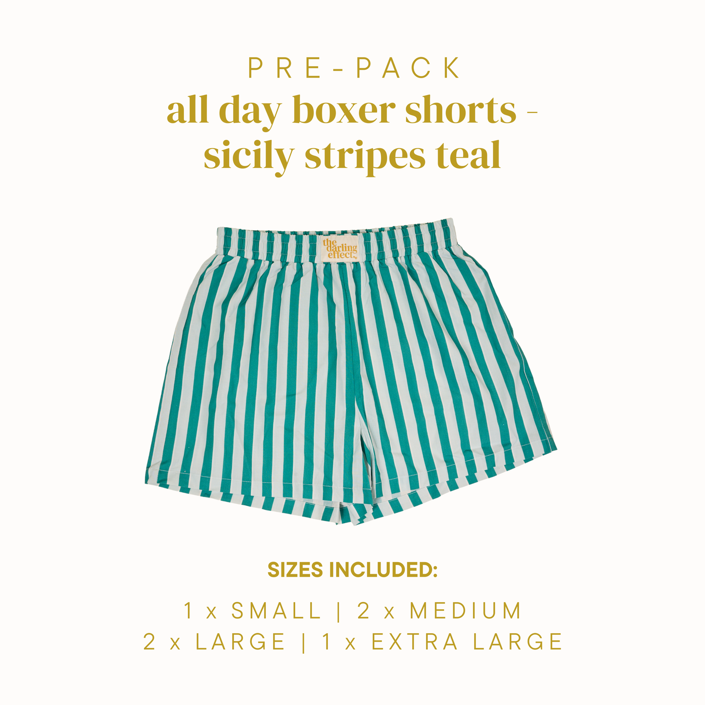 All Day Boxer Shorts–Sicily Stripes Teal