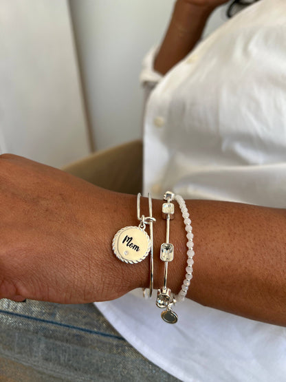 Mom Charm Bangle: Gold
