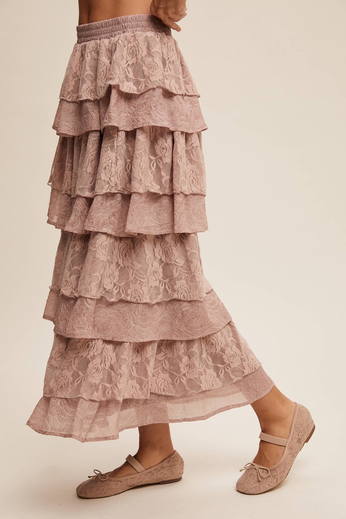 Lace Tiered Maxi Skirt