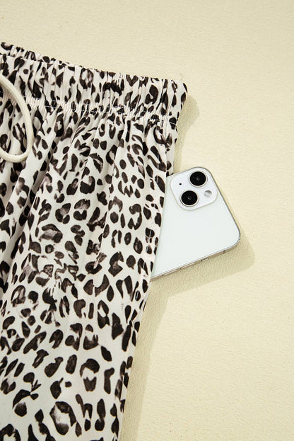 Jovanna | Leopard Drawstring Elastic Waistband Loose Pants