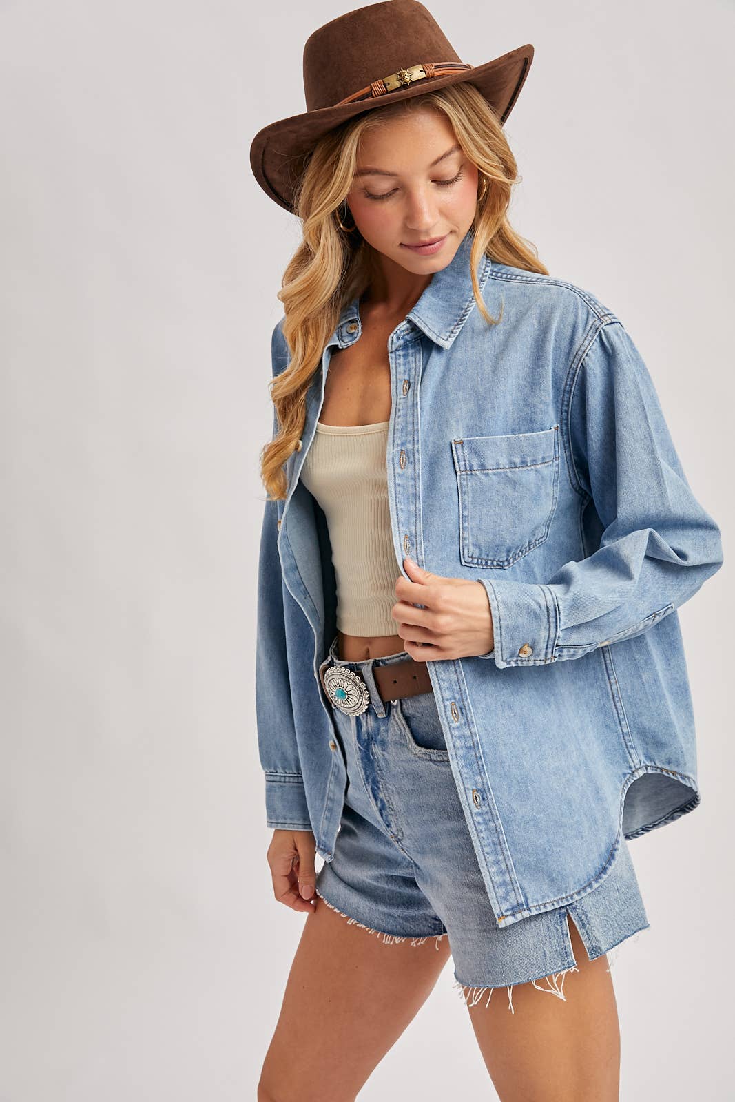 DENIM BUTTON DOWN OVERSIZED SHIRTS