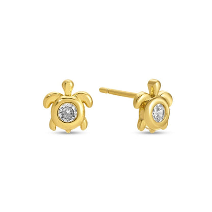 Turtle Studs on Velvet Tag: Gold