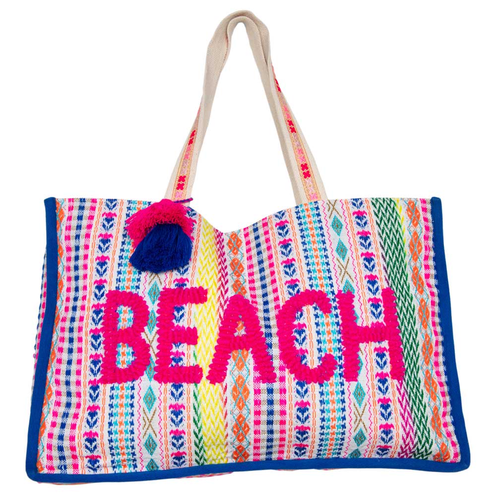 BEACH Tasseled Oversized Women's Tote Bag