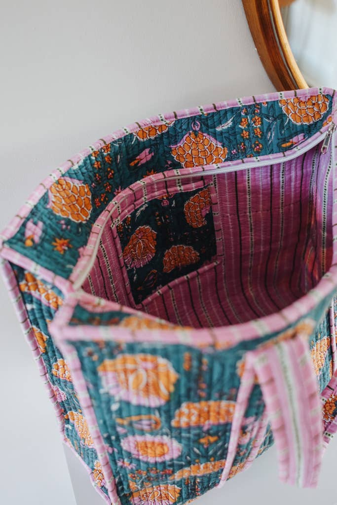 Flower Garden Quilted Market Bag