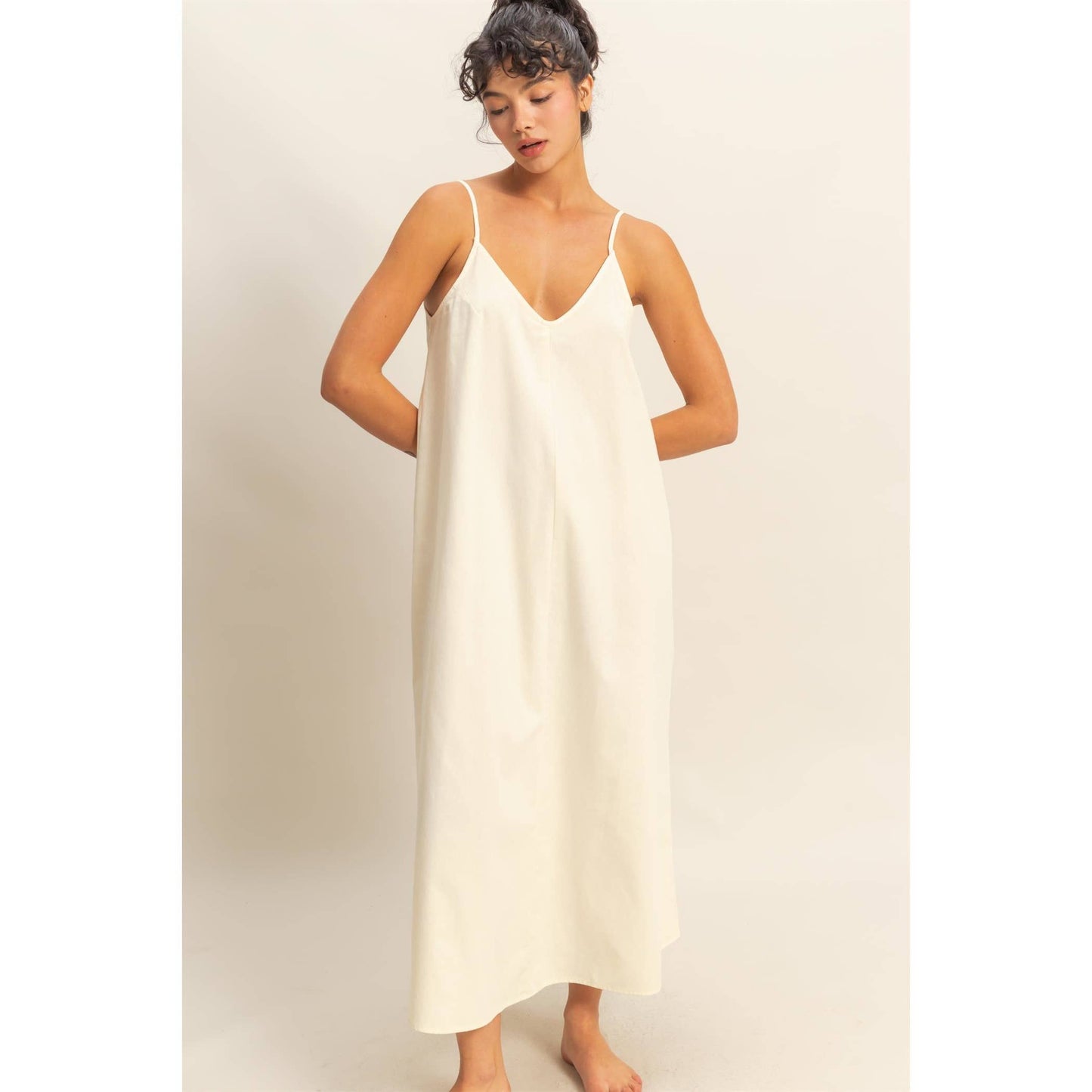 Dyed V-Neck Loose Maxi Dress