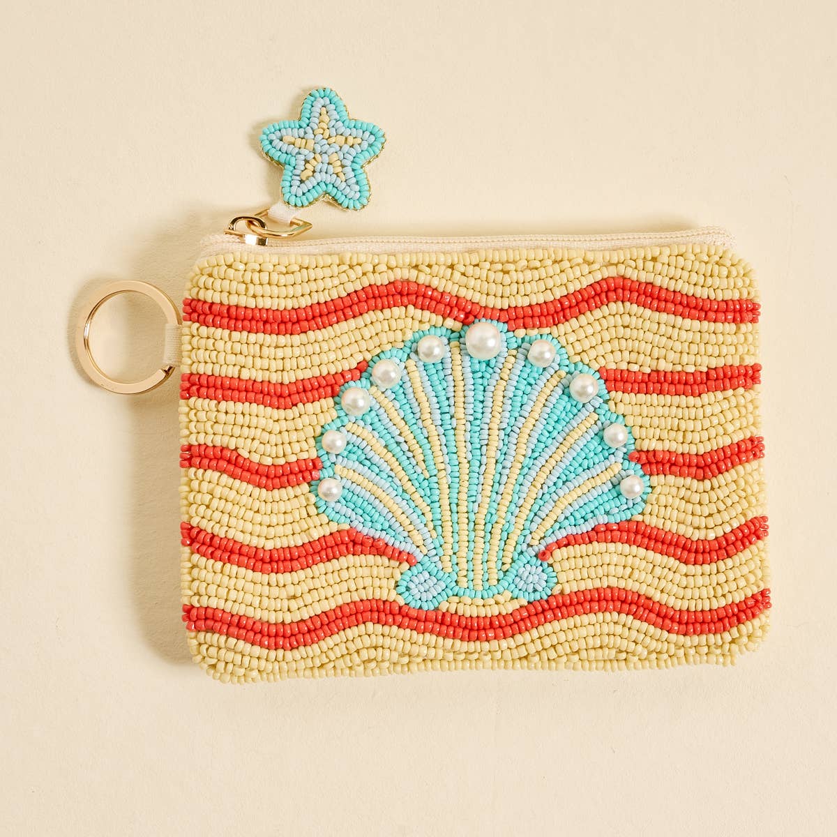 Handcrafted Beaded Pouch–Seashell
