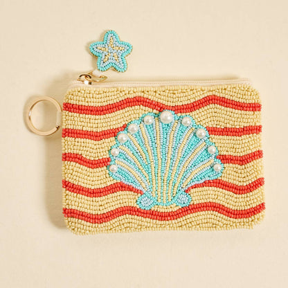 Handcrafted Beaded Pouch–Seashell