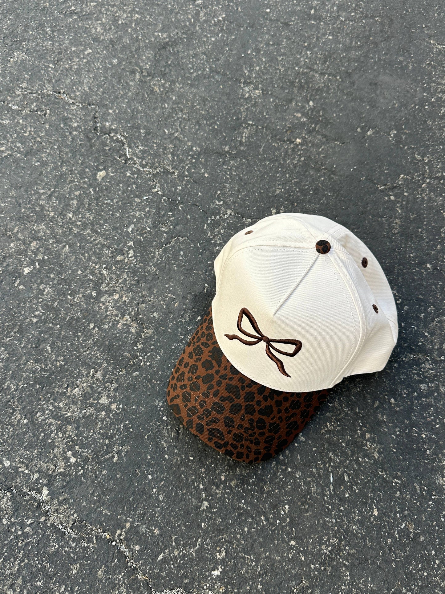 Leopard 3D puff Bow hat 